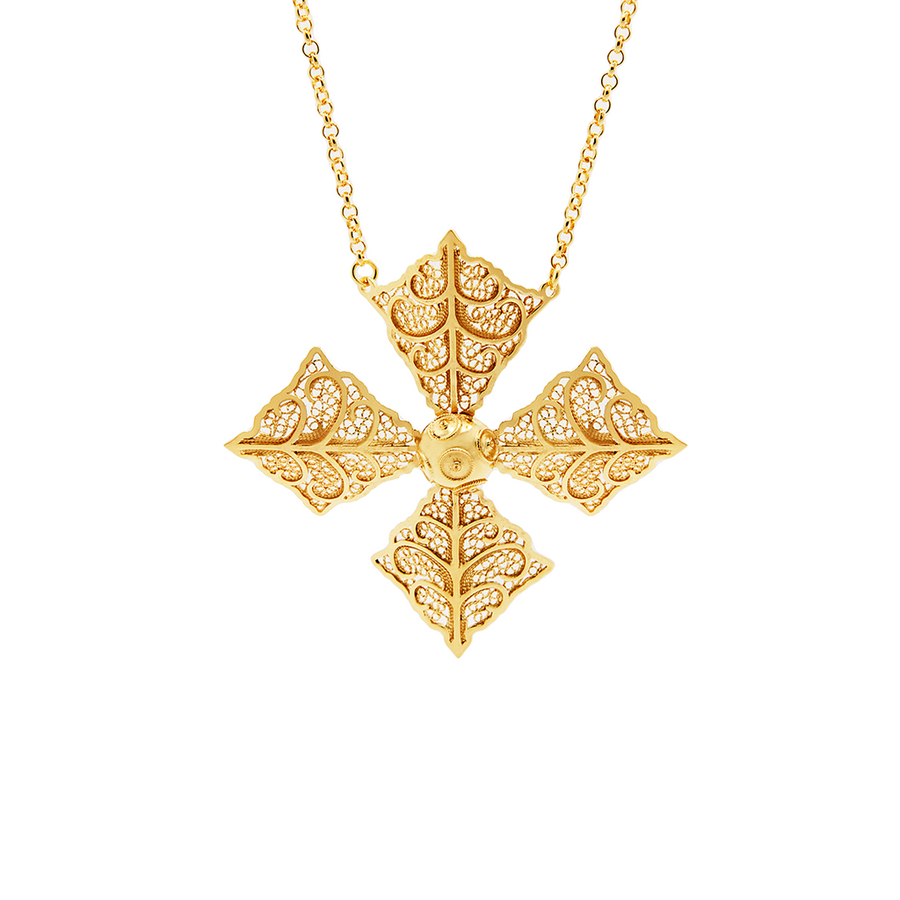 Modern Cross Gold Pendant Necklace - Large