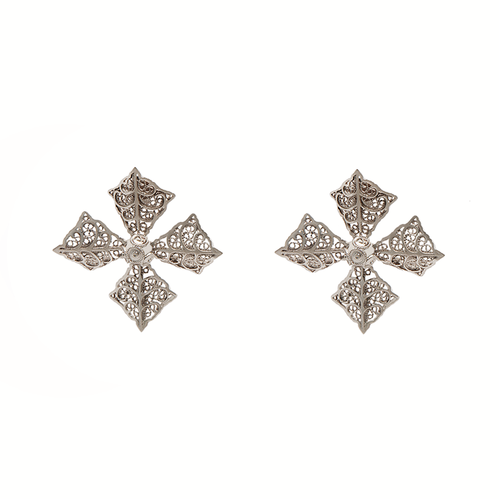 Filigree Cross Earrings in Sterling Silver – Viana Jewelry