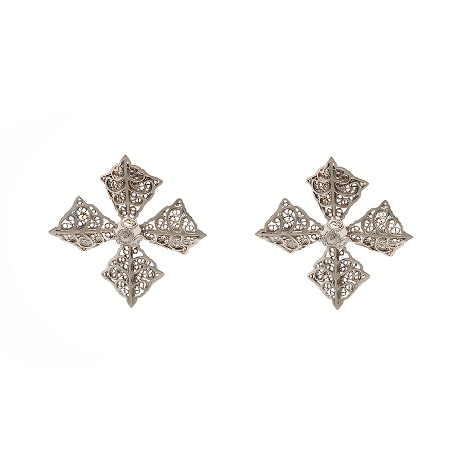 Filigree cross earrings in Sterling Silver