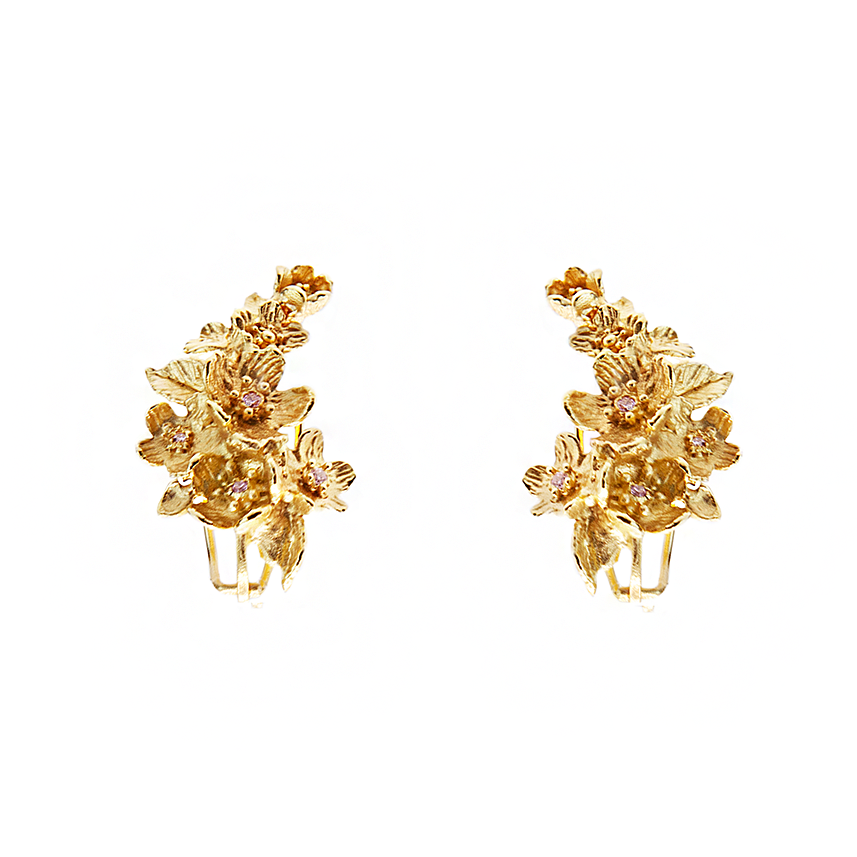 Gold Cherry Blossom Earrings