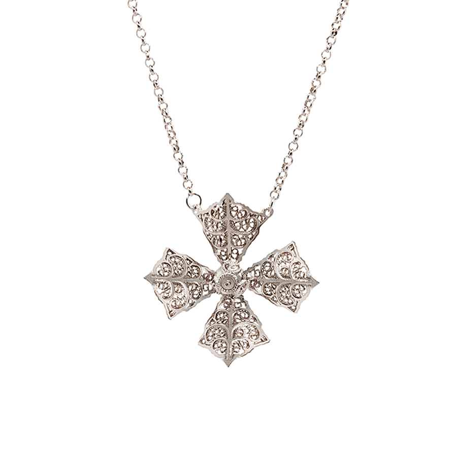 Modern Women's Cross Sterling Silver Pendant Necklace