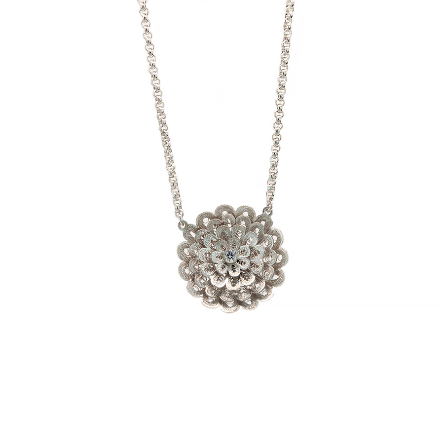 Antique silver filigree pendant necklace