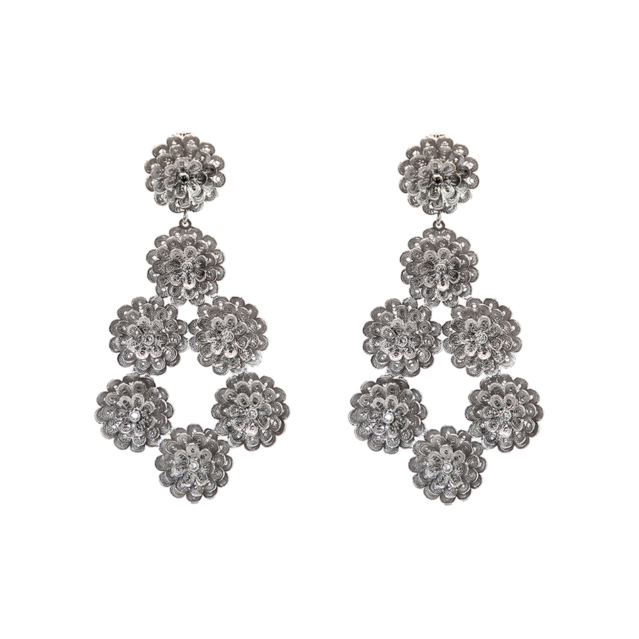 silver filigree chandelier earrings