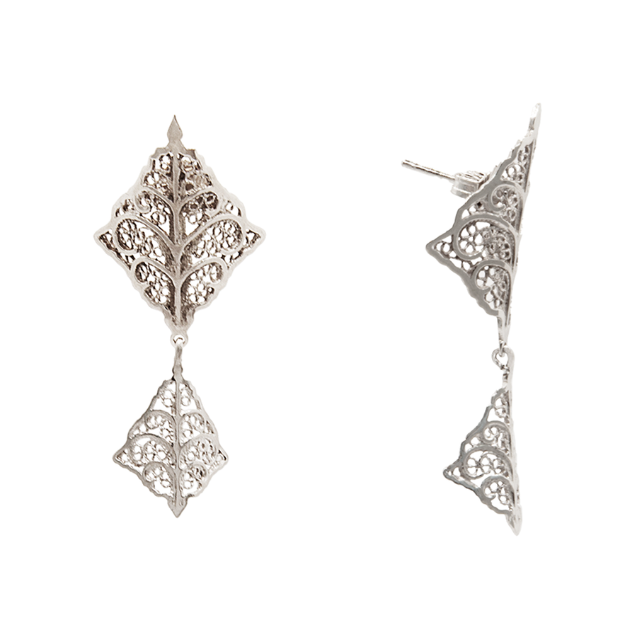 Veil Lace Dangle Earrings in Sterling Silver