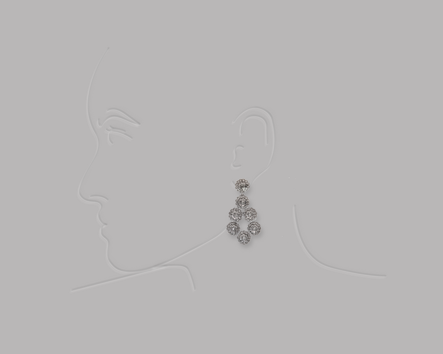 Rosace Drop Earrings in Sterling Silver Viana jewlery
